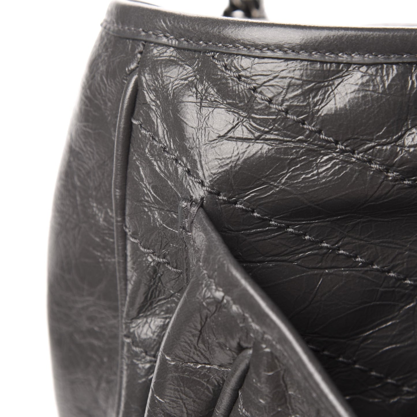 Crinkled Calfskin Matelasse Monogram Medium Niki Chain Satchel Storm