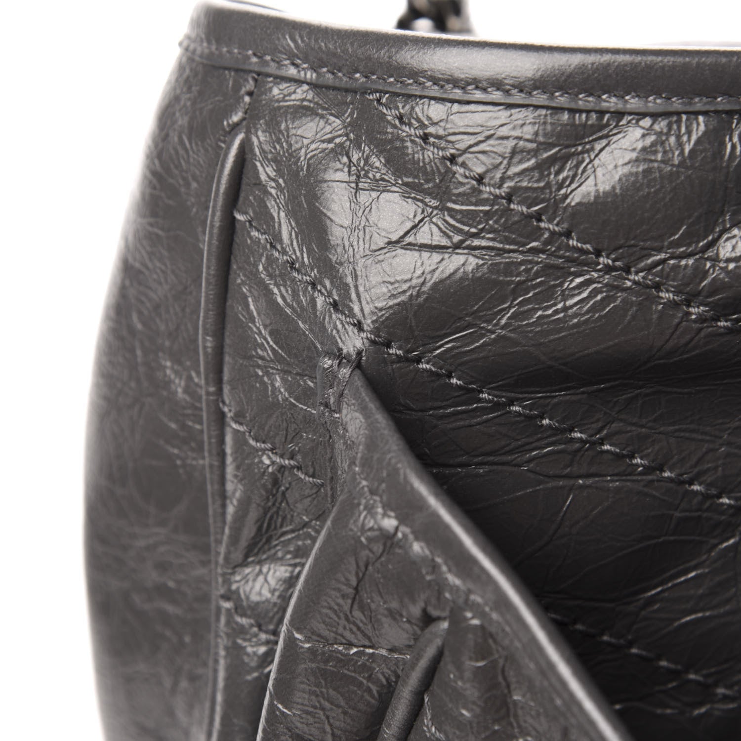 Saint Laurent Crinkled Calfskin Matelasse Monogram Medium Niki Chain Satchel Storm 13 of 14