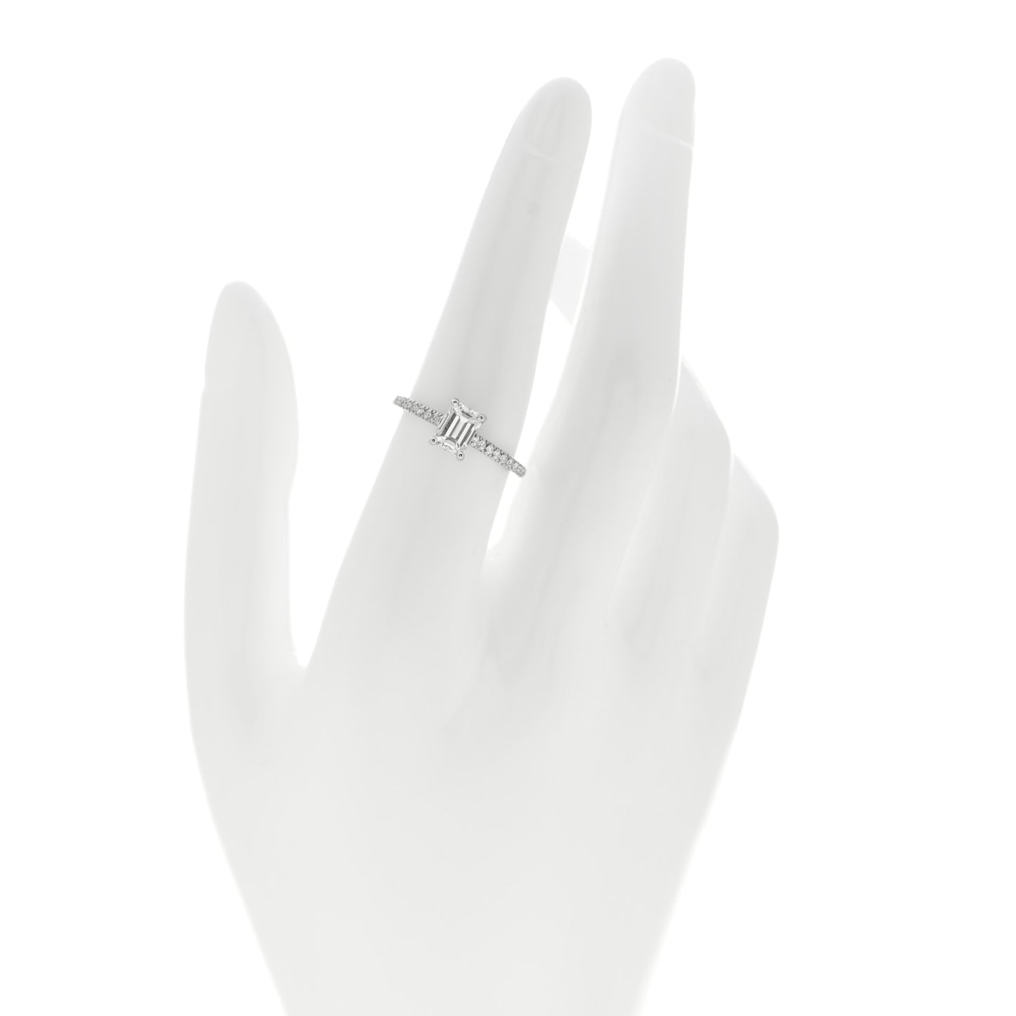 Platinum Diamond .81ct Emerald Cut Novo Engagement Ring 54 7