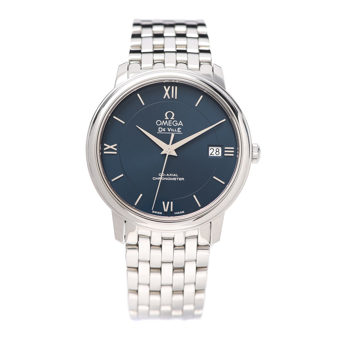 Stainless Steel 37mm De Ville Prestige Co-Axial Automatic Watch Blue 424.10.37.20.03.001