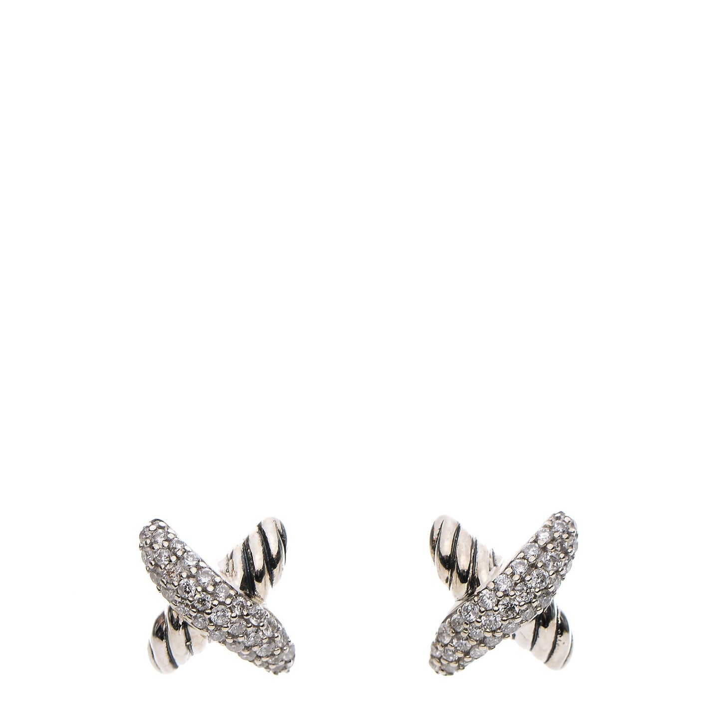 DAVID YURMAN Sterling Silver Diamond 8mm X Earrings