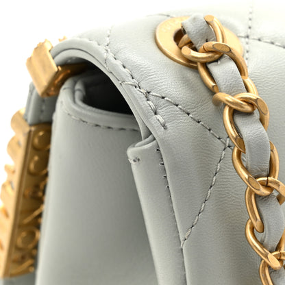 Chanel Lambskin Enamel Strass Quilted Mini Paris Monaco Flap Light Grey Light Grey 11 of 11