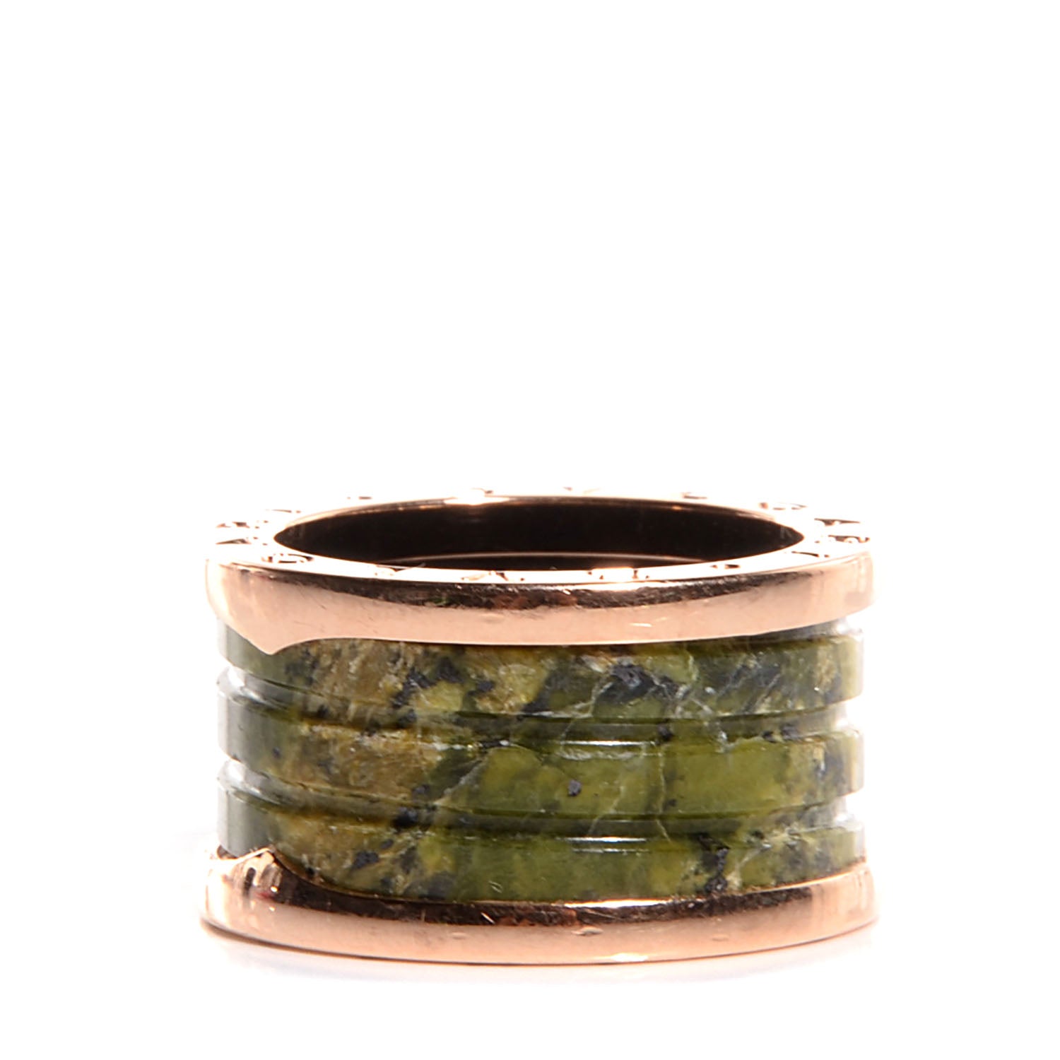 Bulgari BVLGARI 18k Rose Gold and Green Marble B.Zero1 3 Band Size 52 1 of 8