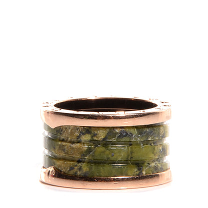 Bulgari BVLGARI 18k Rose Gold and Green Marble B.Zero1 3 Band Size 52 1 of 8