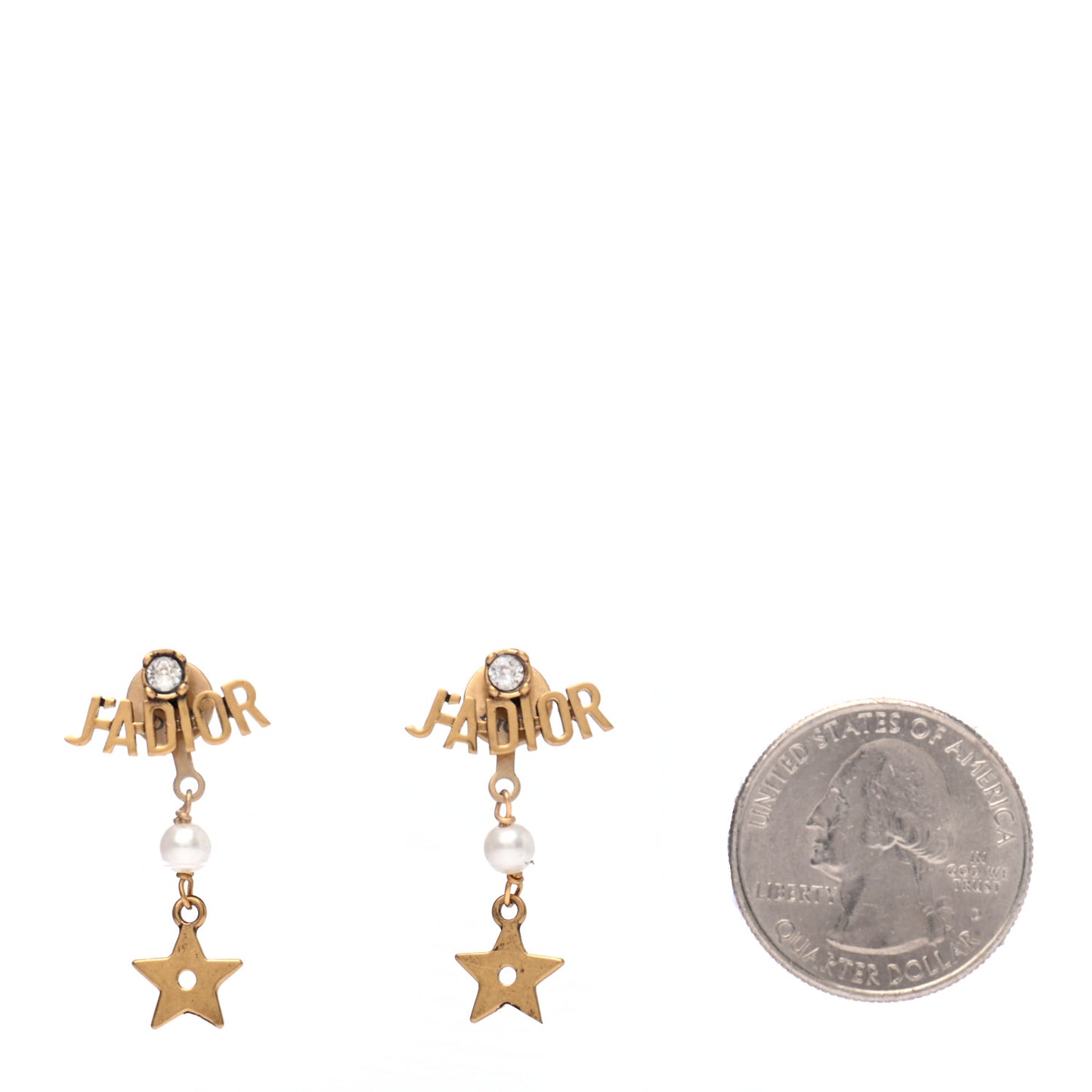 Pearl Crystal Star J'adior Drop Earrings Antique Gold