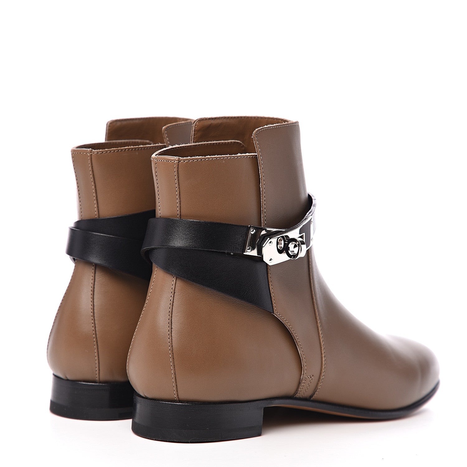 Hermes Calfskin Neo Low Boots 38 Taupe Black 4 of 11
