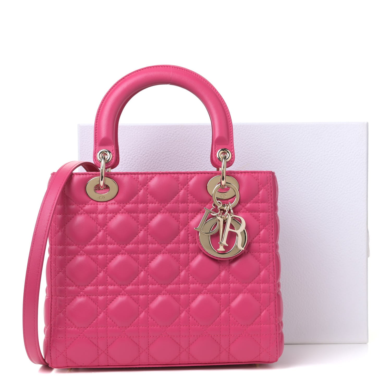 Christian Dior Lambskin Cannage Medium Lady Dior Fuchsia 8 of 8