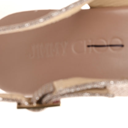 Jimmy Choo Glitter Mesh Cork Praise Espadrille Wedge Sandals 36.5 Powder Pink 8 of 8
