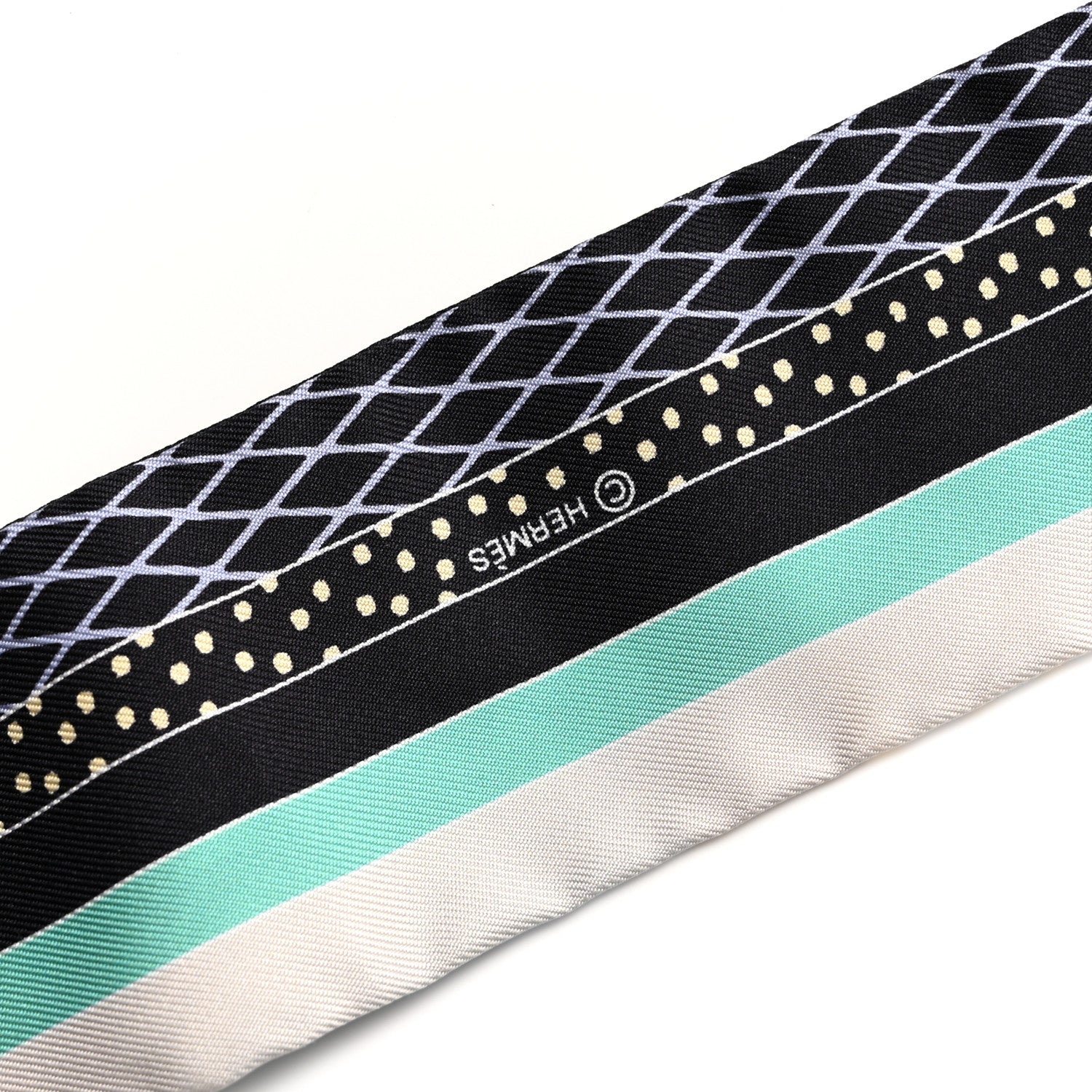 Hermes Silk Twilly Grand Theatre Nouveau Black Bleu Vert 4 of 4