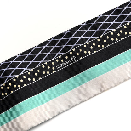 Hermes Silk Twilly Grand Theatre Nouveau Black Bleu Vert 4 of 4
