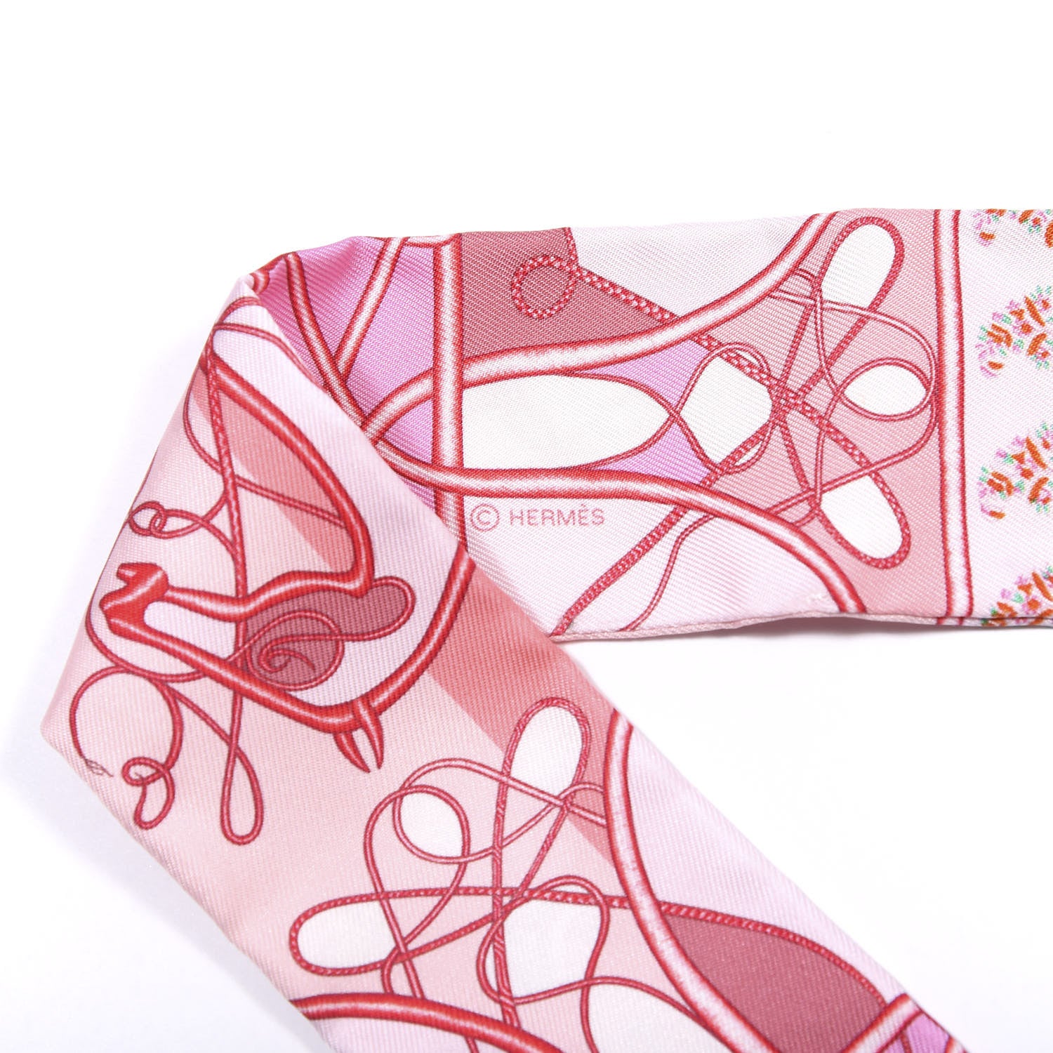 Hermes Silk Coup De Fouet Au Bloc Twilly Rose Nacre Turquoise 3 of 3