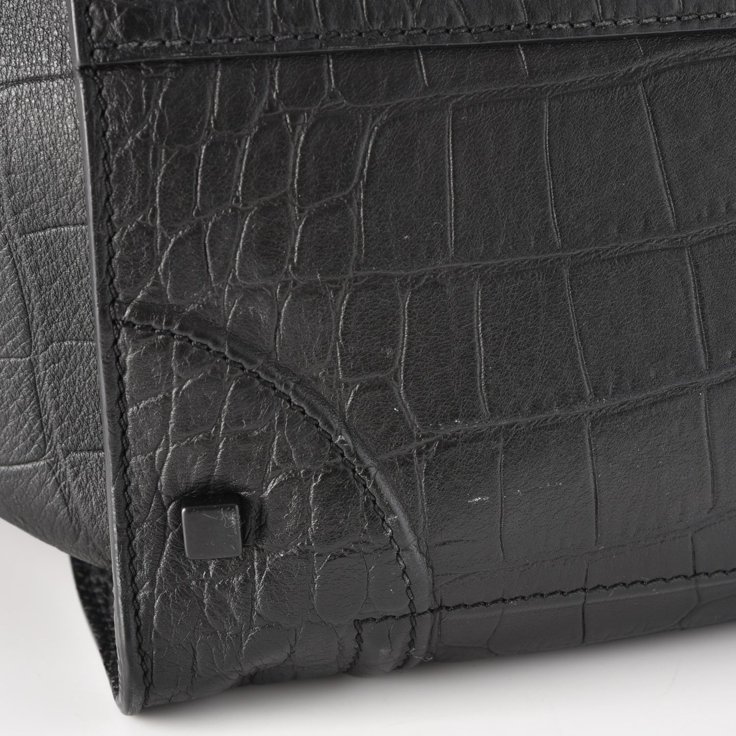Crocodile Embossed Calfskin Large Phantom Luggage Black
