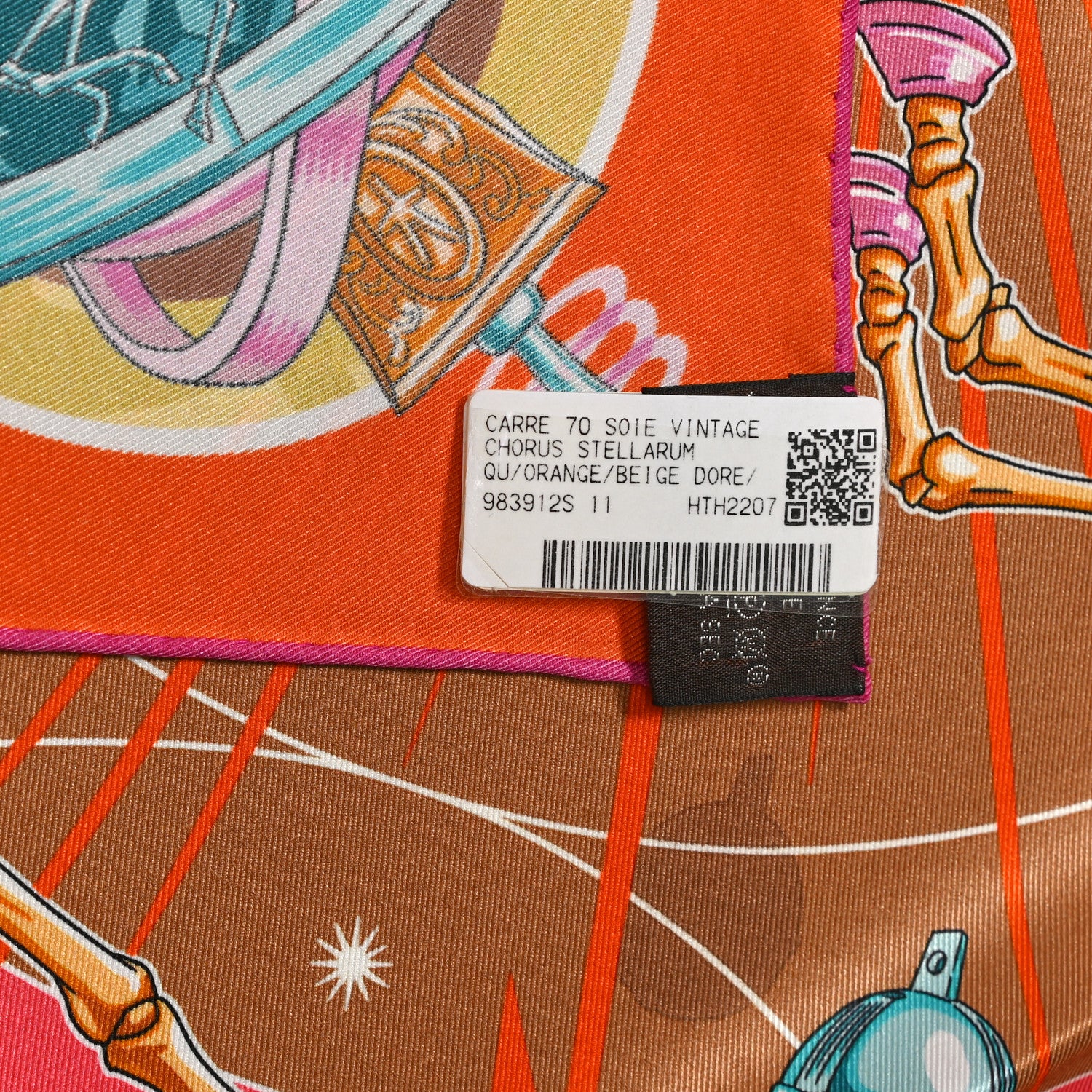 Hermes Silk Chorus Stellarum Scarf 70 Orange Beige Dore 5 of 5