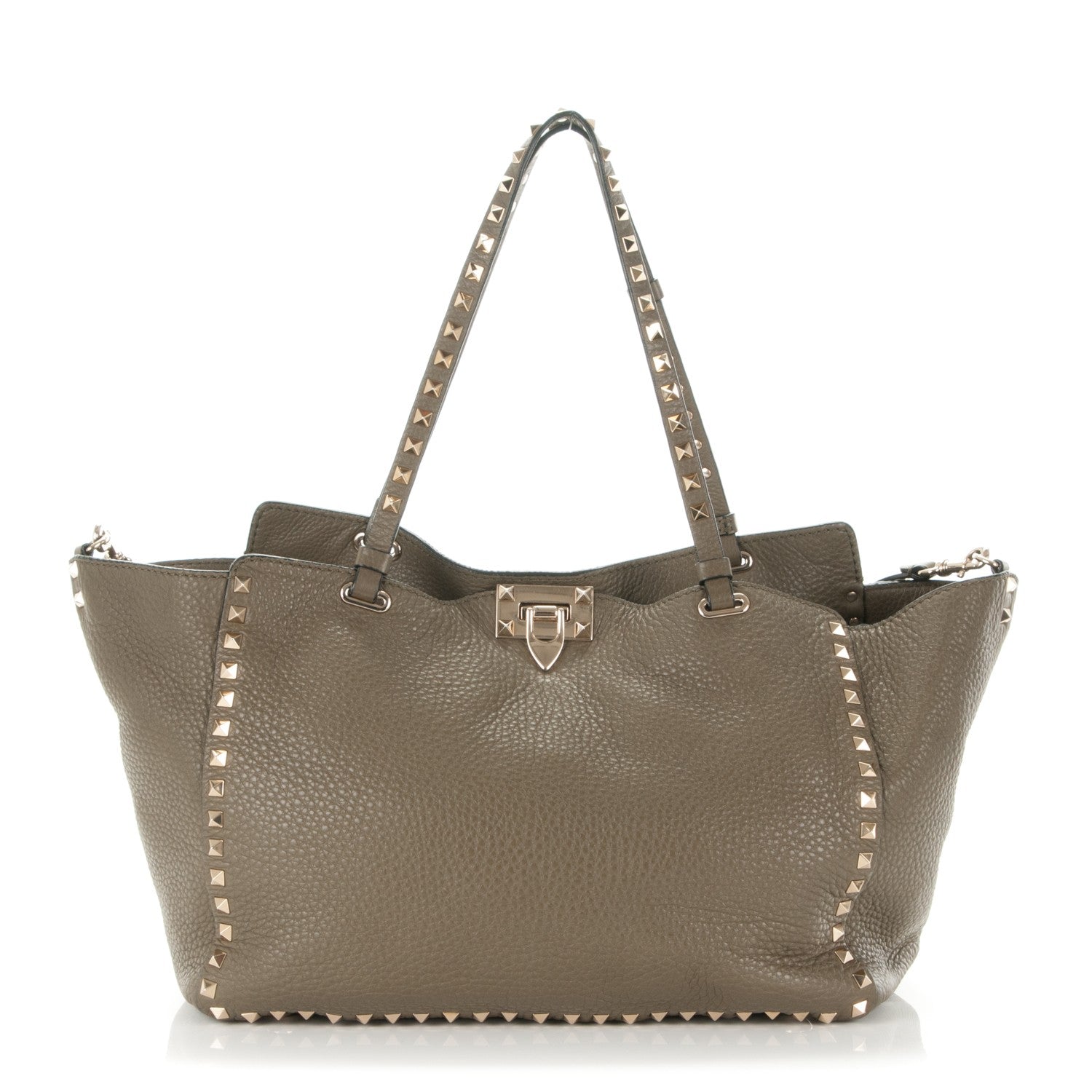 Valentino Garavani Alce Printed Calfskin Medium Rockstud Tote Army Green 1 of 7