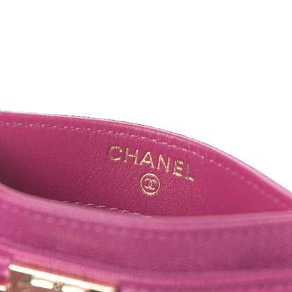 Chanel Caviar Quilted Boy Card Holder Fuchsia 6 of 9