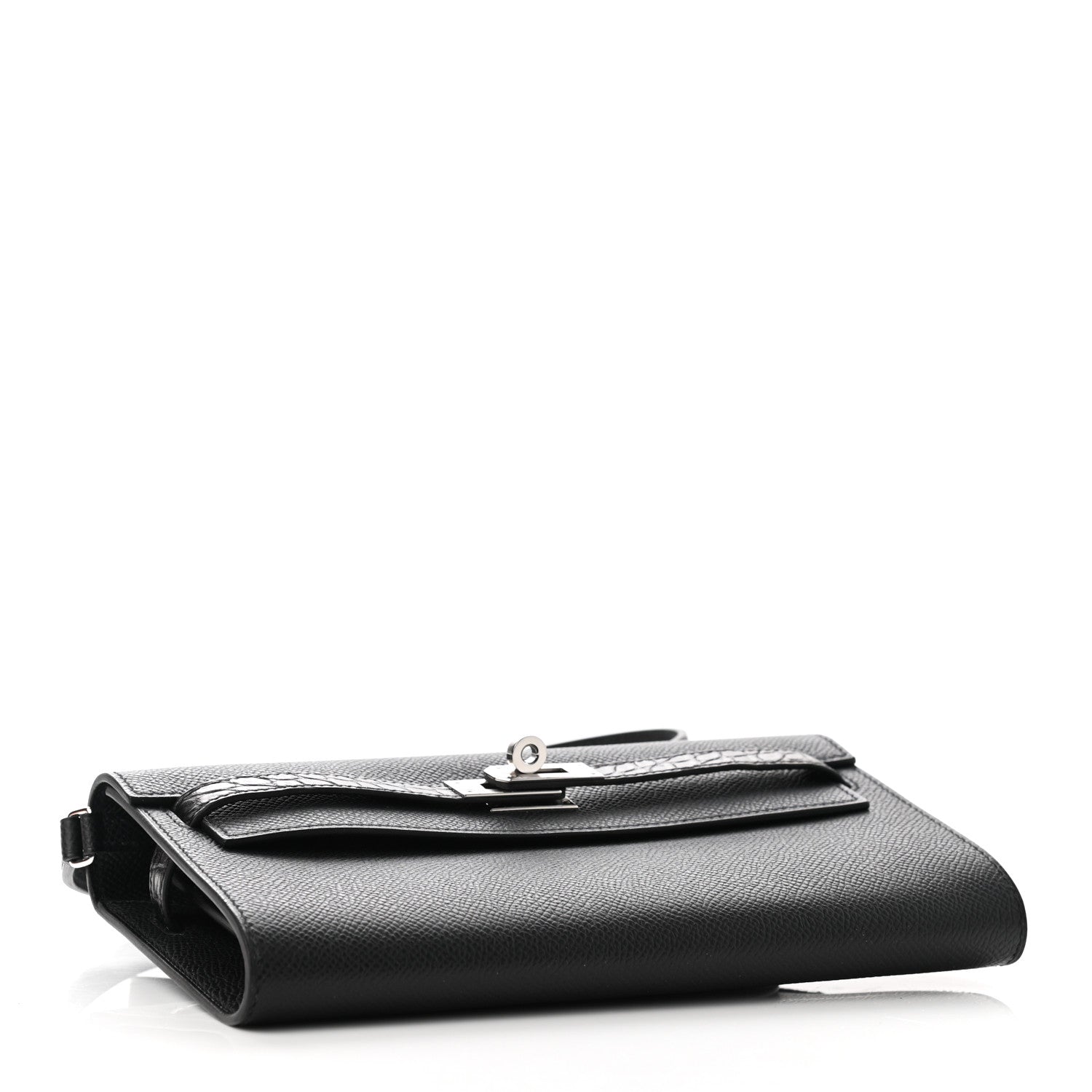 Hermes Epsom Matte Alligator Touch Kelly Wallet To Go Black 3 of 8