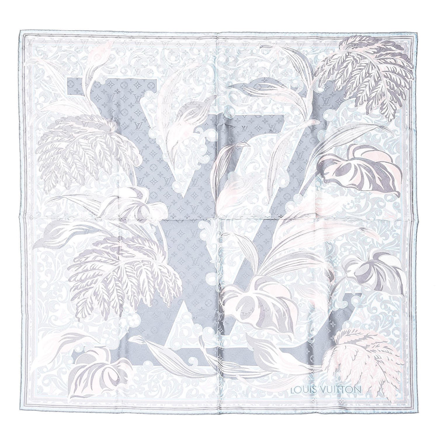 Louis Vuitton Silk Monogram LV Square Scarf Grey 1 of 4