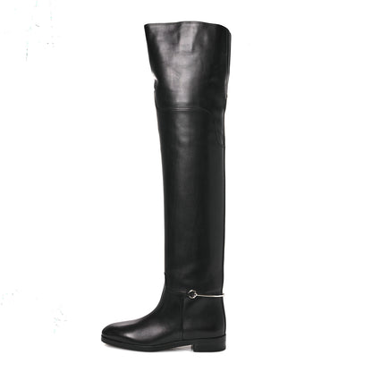 Gucci Calfskin Slim Horsebit Over The Knee High Boots 37 Black 1 of 13