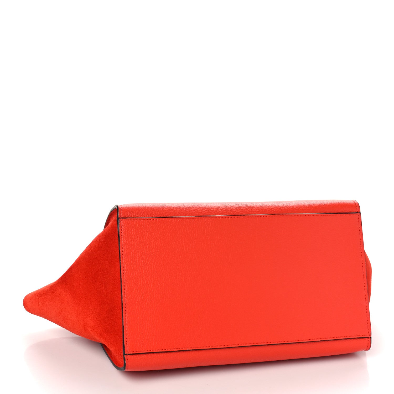 Celine Drummed Calfskin Suede Medium Trapeze Coquelicot 4 of 9