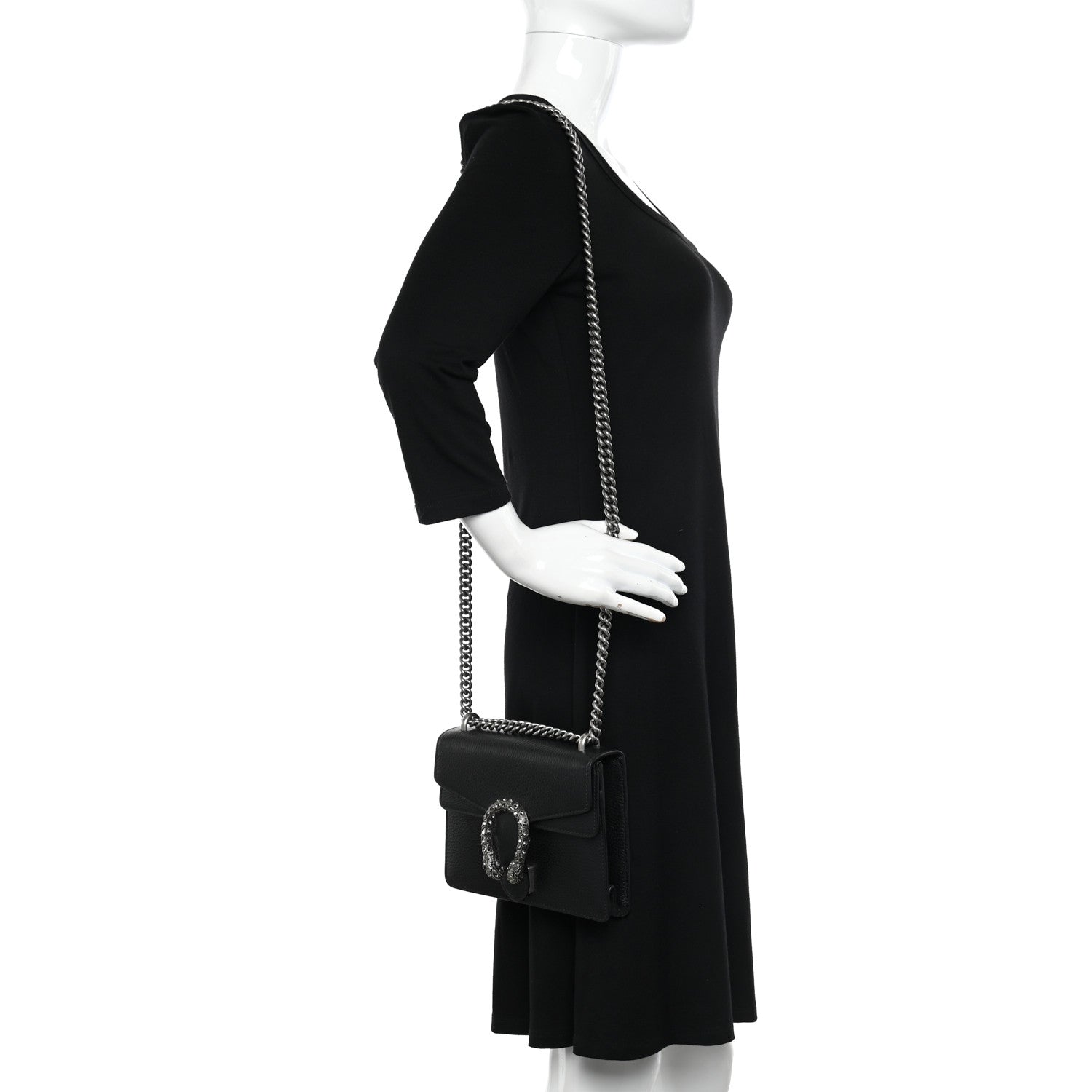 Gucci Calfskin Mini Dionysus Shoulder Bag Black 2 of 12