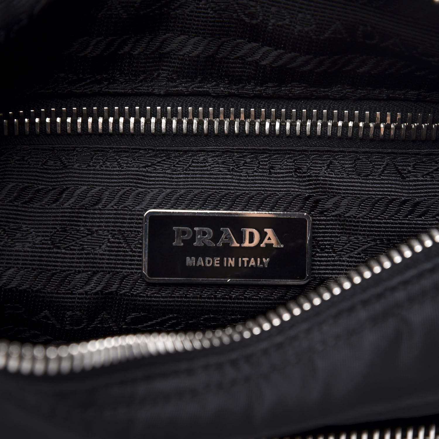Prada Nylon Vela Saffiano Shoulder Bag Black 7 of 8