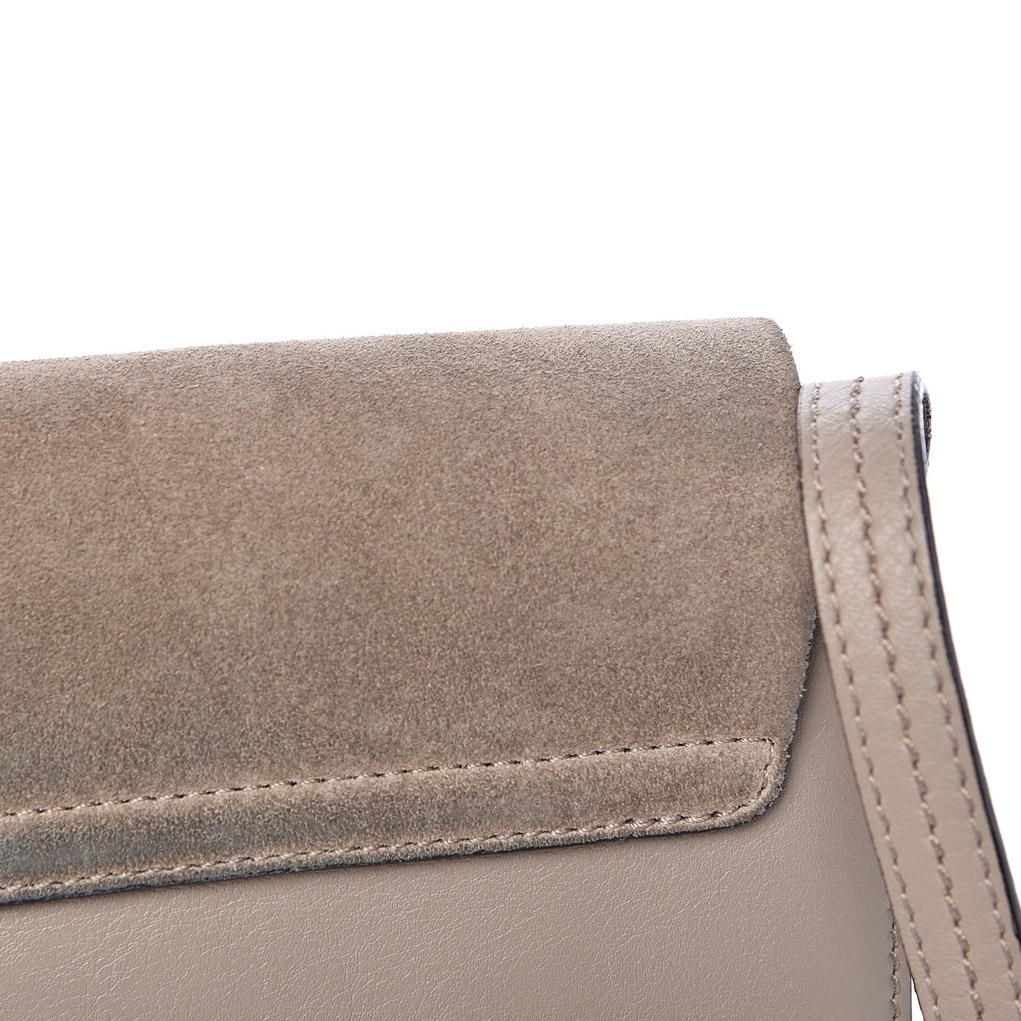 Suede Calfskin Small Faye Shoulder Bag Motty Grey