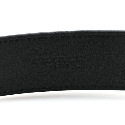 Saint Laurent Grained Lambskin Monogram Cassandre Square Buckle Belt 75 30 Black 3 of 5