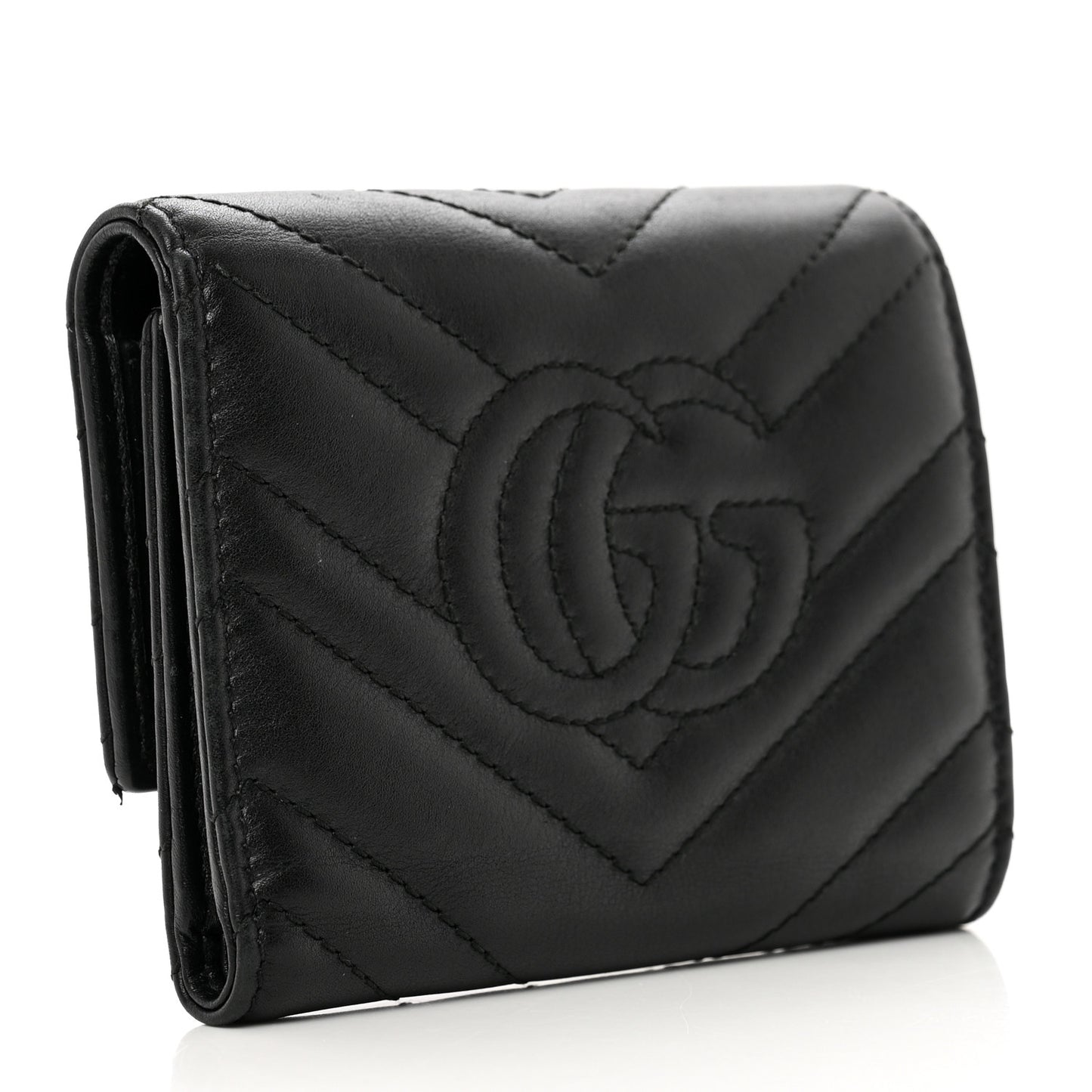 Calfskin Matelasse GG Marmont Wallet Black