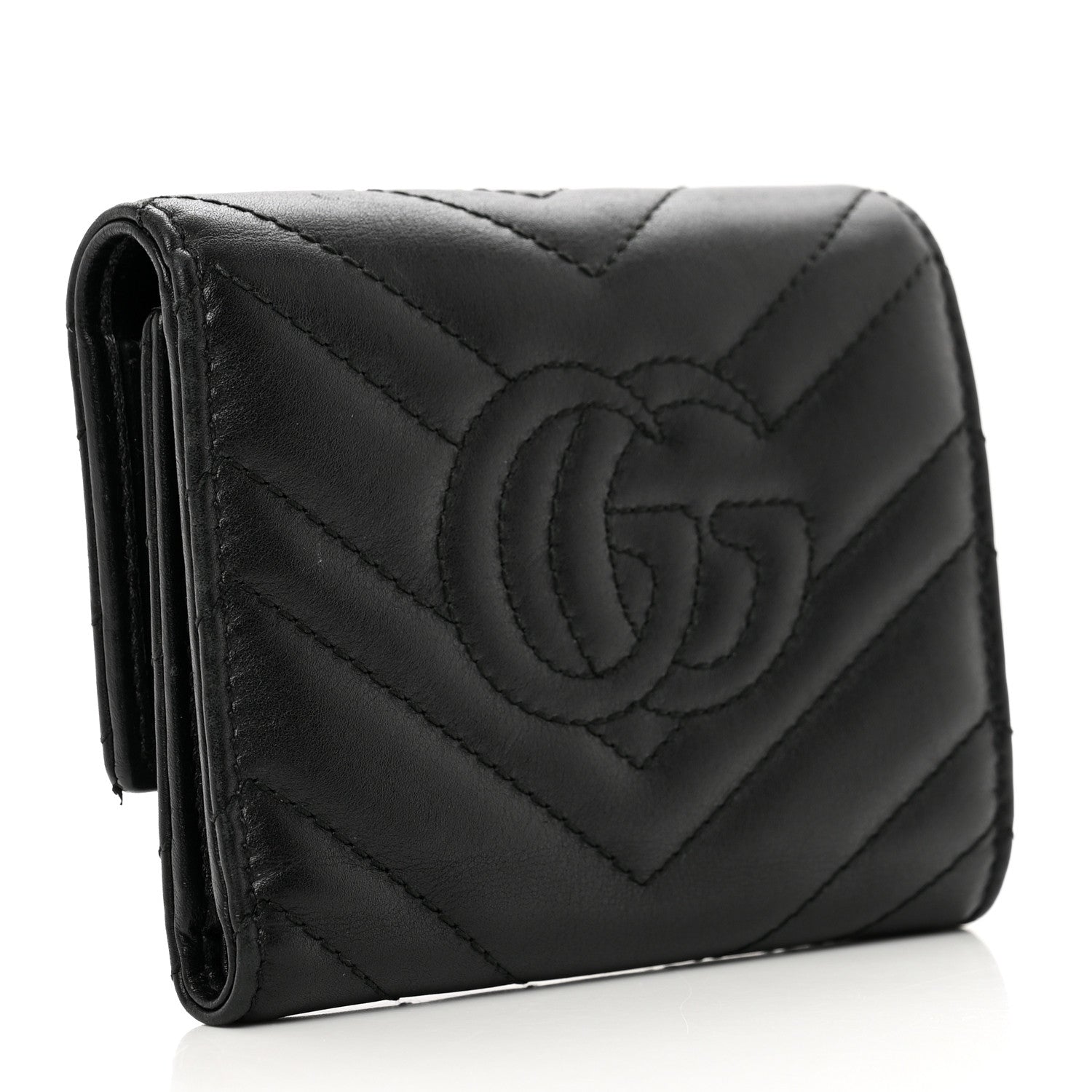 Gucci Calfskin Matelasse GG Marmont Wallet Black 3 of 9