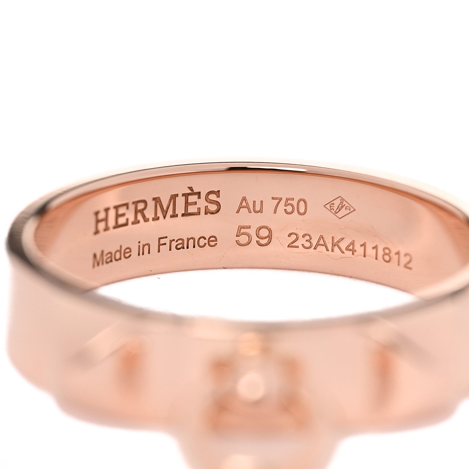 Hermes 18K Rose Gold PM Collier De Chien Ring 59 8.75 4 of 5