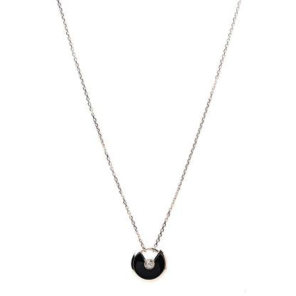 Cartier 18K Pink Gold Diamond Black Onyx XS Amulette de Cartier Pendant Necklace 1 of 7