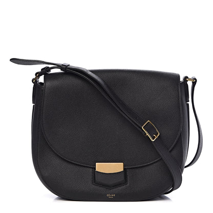 Celine Grained Calfskin Medium Trotteur Black 1 of 11