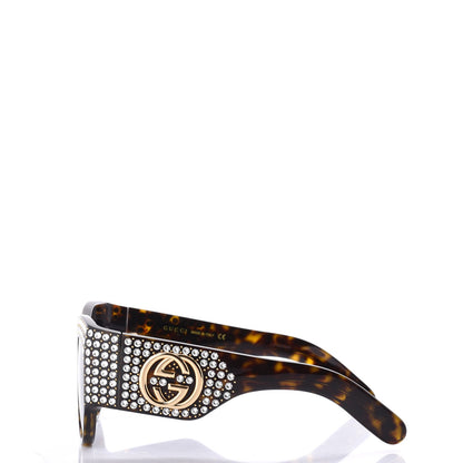 Gucci Acetate Crystal Oversize Hollywood Forever Sunglasses GG0144S Tortoiseshell 3 of 8