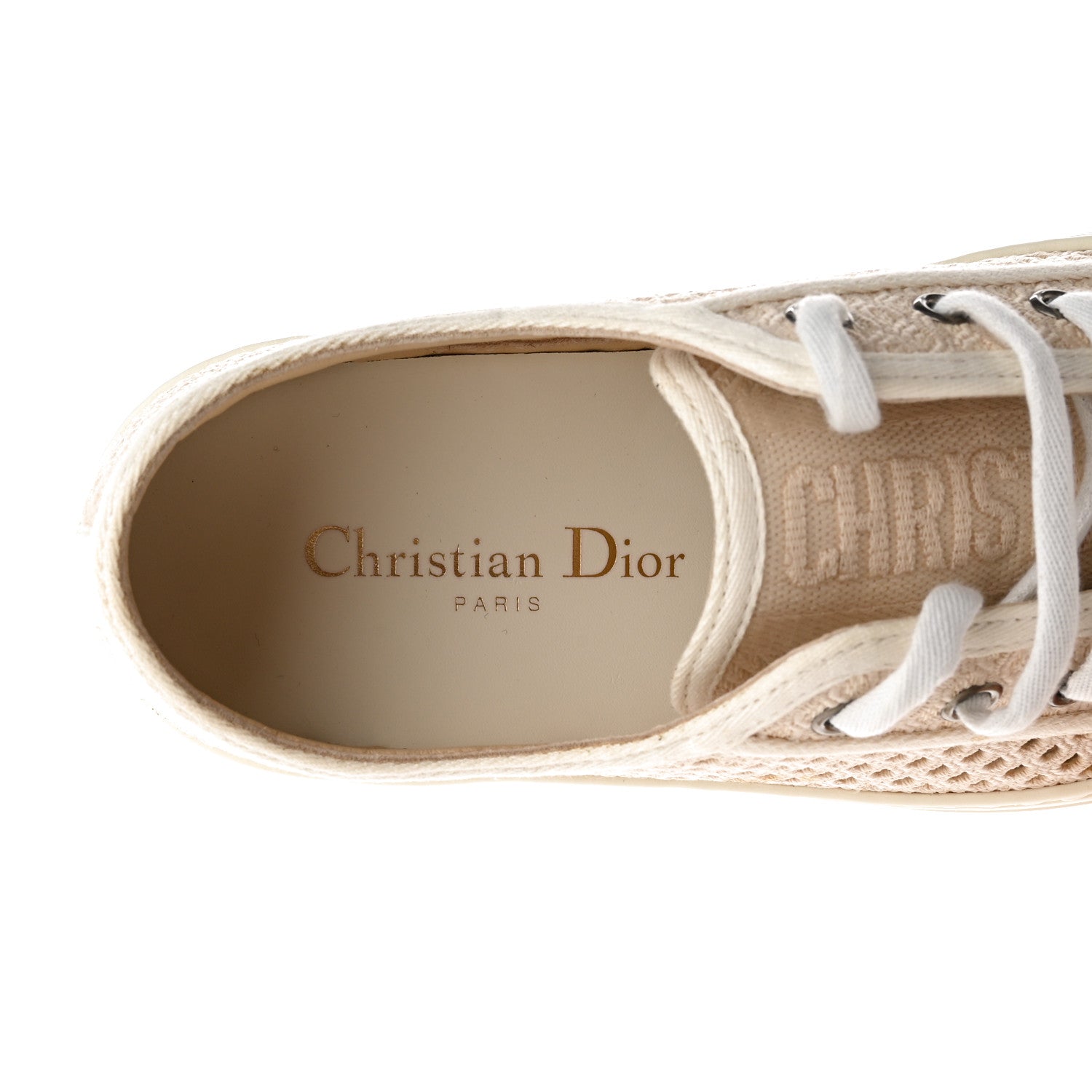 Christian Dior Resille Embroidered Walk 'N' Dior Low Top Sneakers 36 Cream 7 of 12