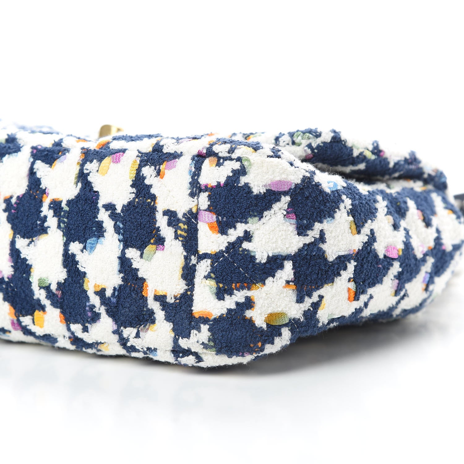 Chanel Tweed Quilted Medium Chanel 19 Flap Ecru Navy Blue Multicolor 10 of 10