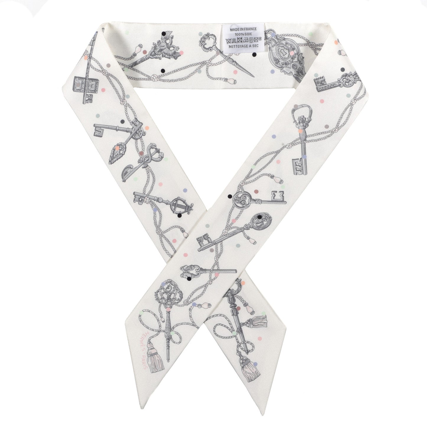 Silk Les Cles A Pois Twilly White Gris Acier