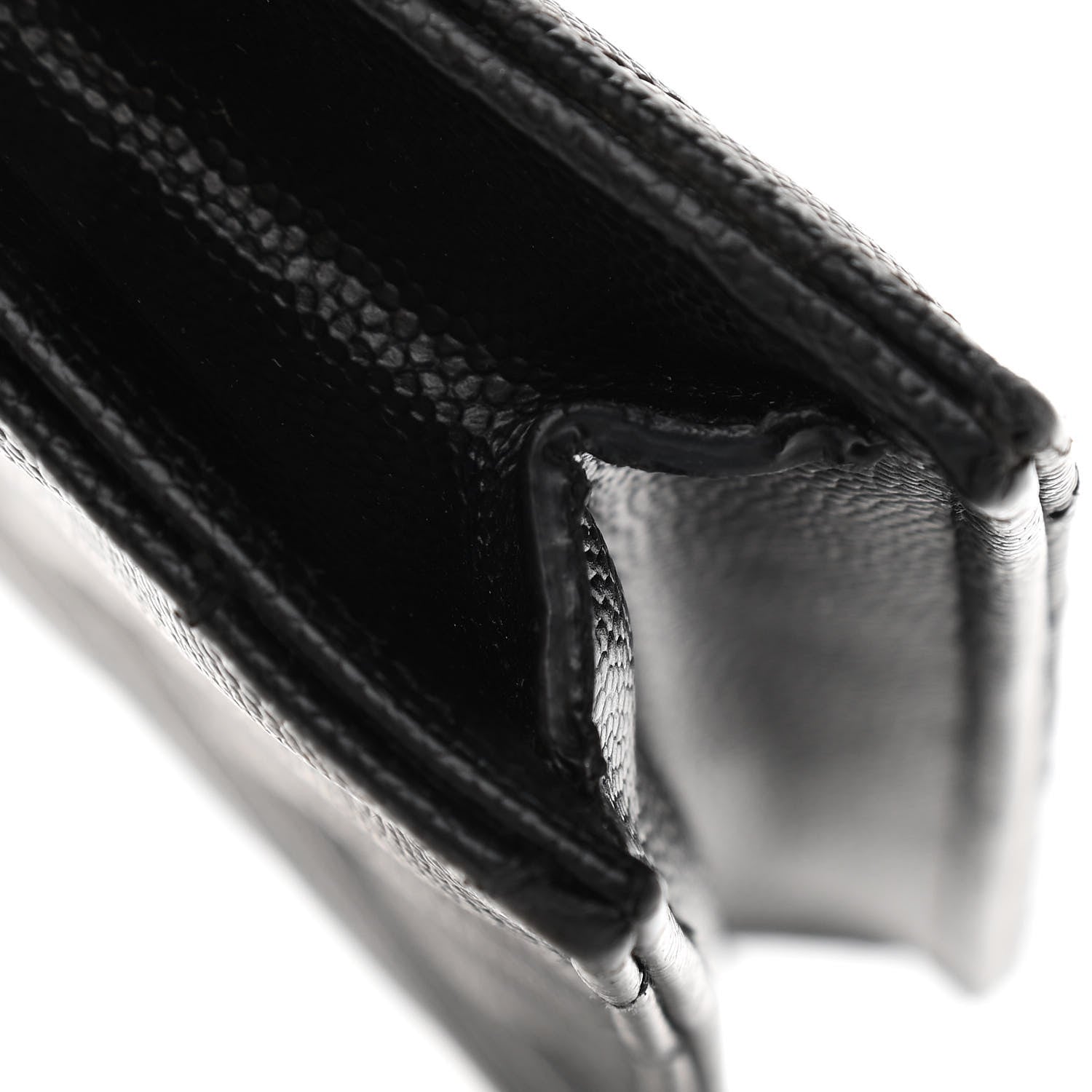 Saint Laurent Grain De Poudre Matelasse Chevron Monogram Envelope Chain Wallet Black 10 of 12
