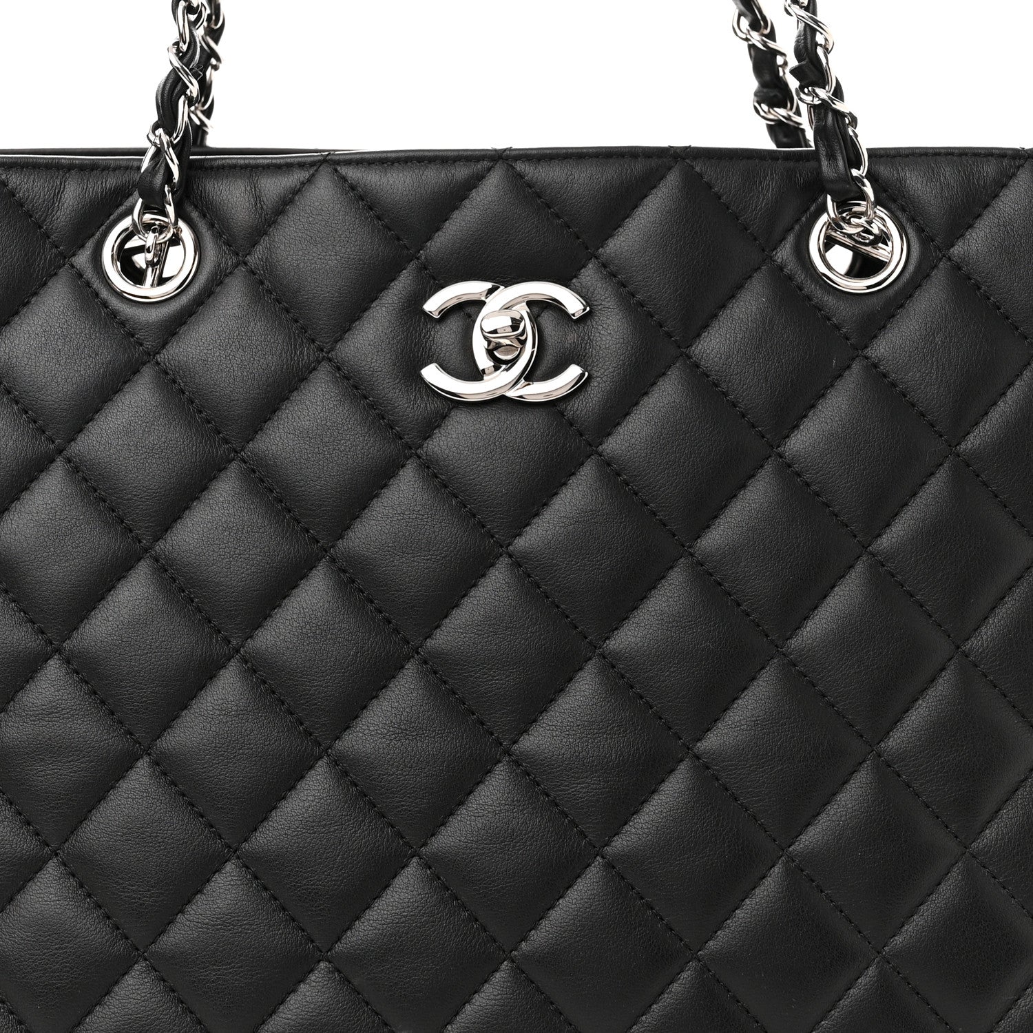 Chanel Calfskin Quilted Large Classic Shopping Tote Black 8 of 10