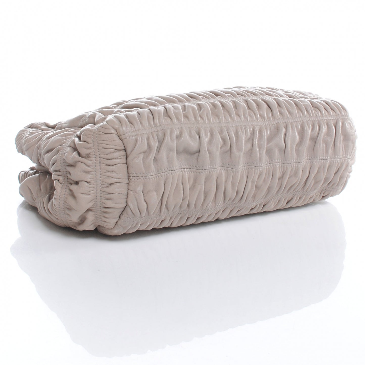 Nappa Gaufre Ruched Clutch Pomice