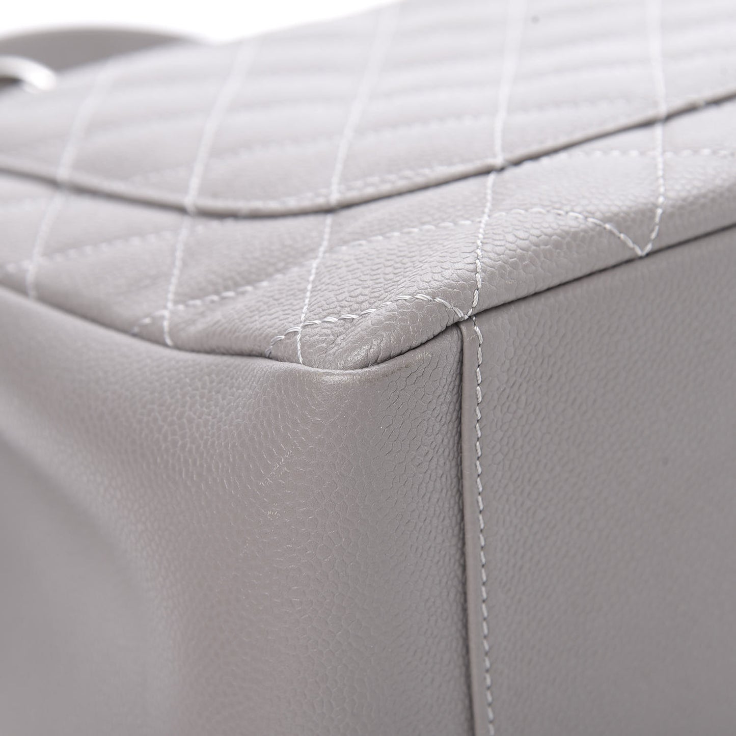Caviar Quilted Grand Shopping Tote GST Light Grey