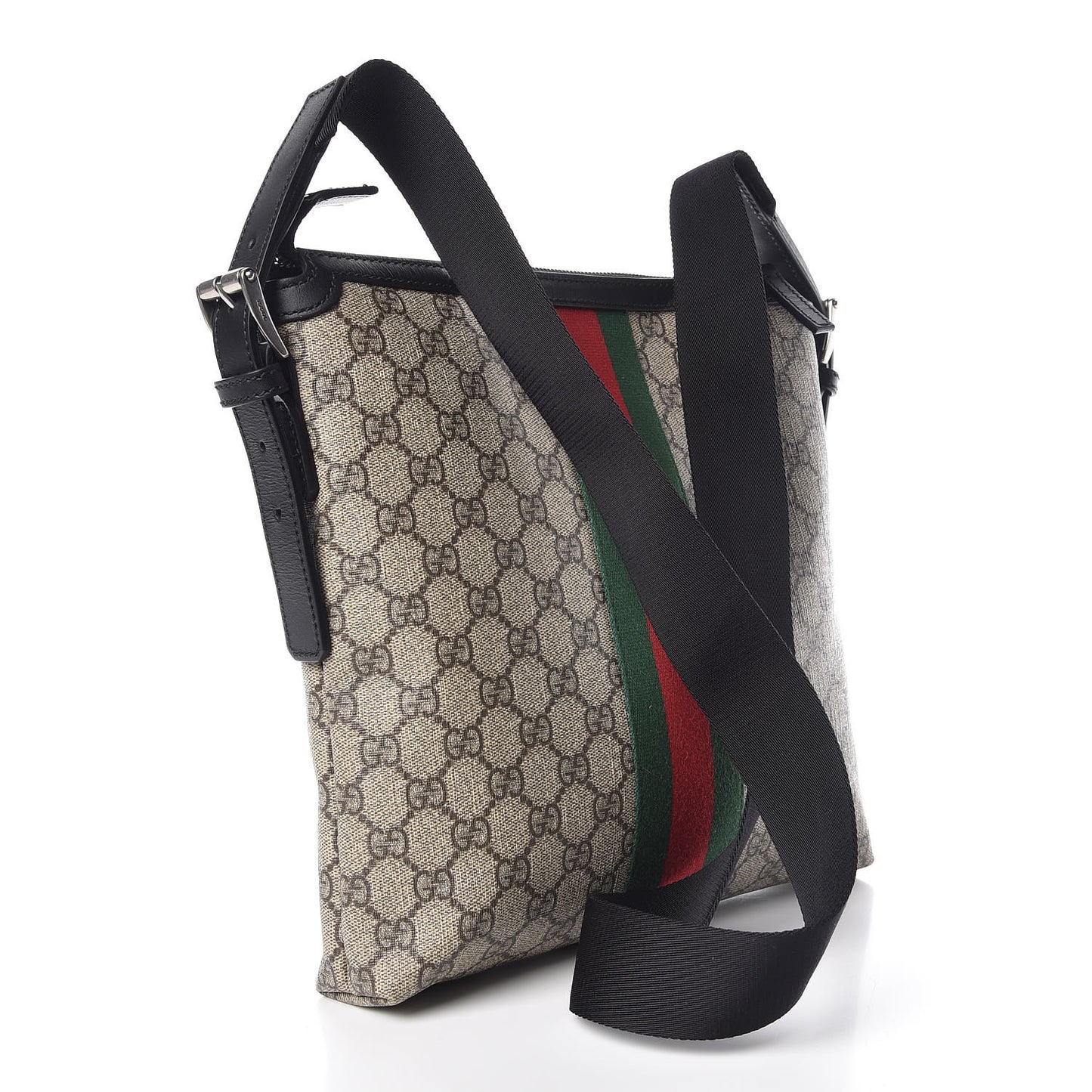 GG Supreme Monogram Web Messenger Bag Black