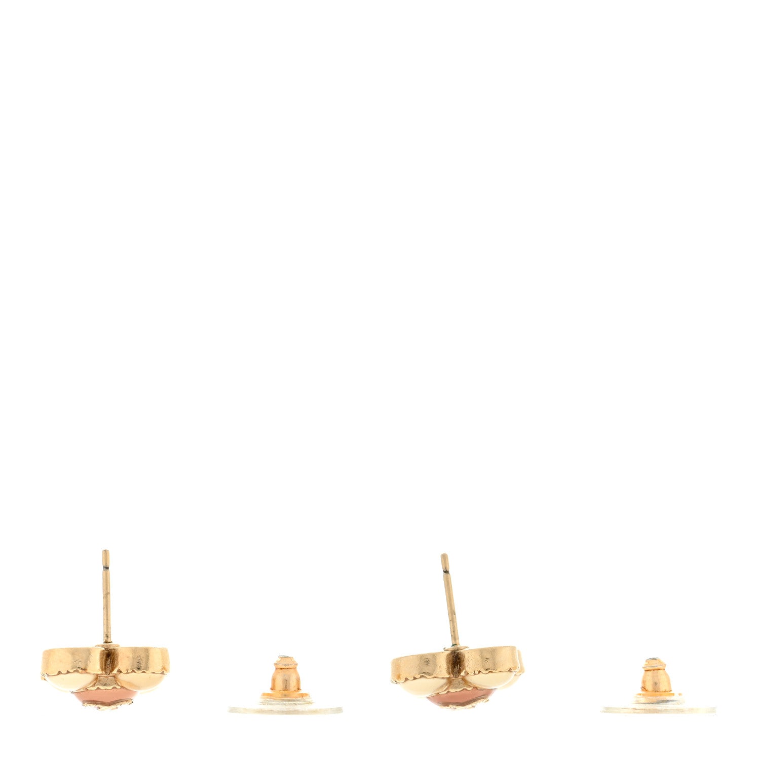 Chanel Enamel Flower CC Earrings Beige Pink 3 of 4