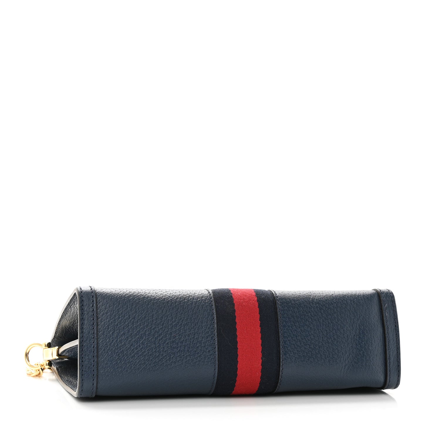 Textured Calfskin Web Small Ophidia Chain Shoulder Bag Blue Agata
