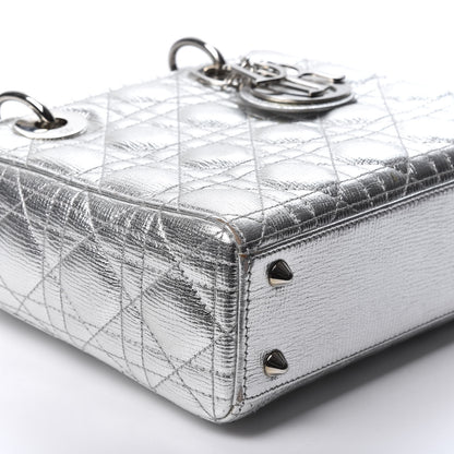 Christian Dior Metallic Grained Calfskin Cannage Small Lucky Badges My Lady Dior Silver 5 of 11
