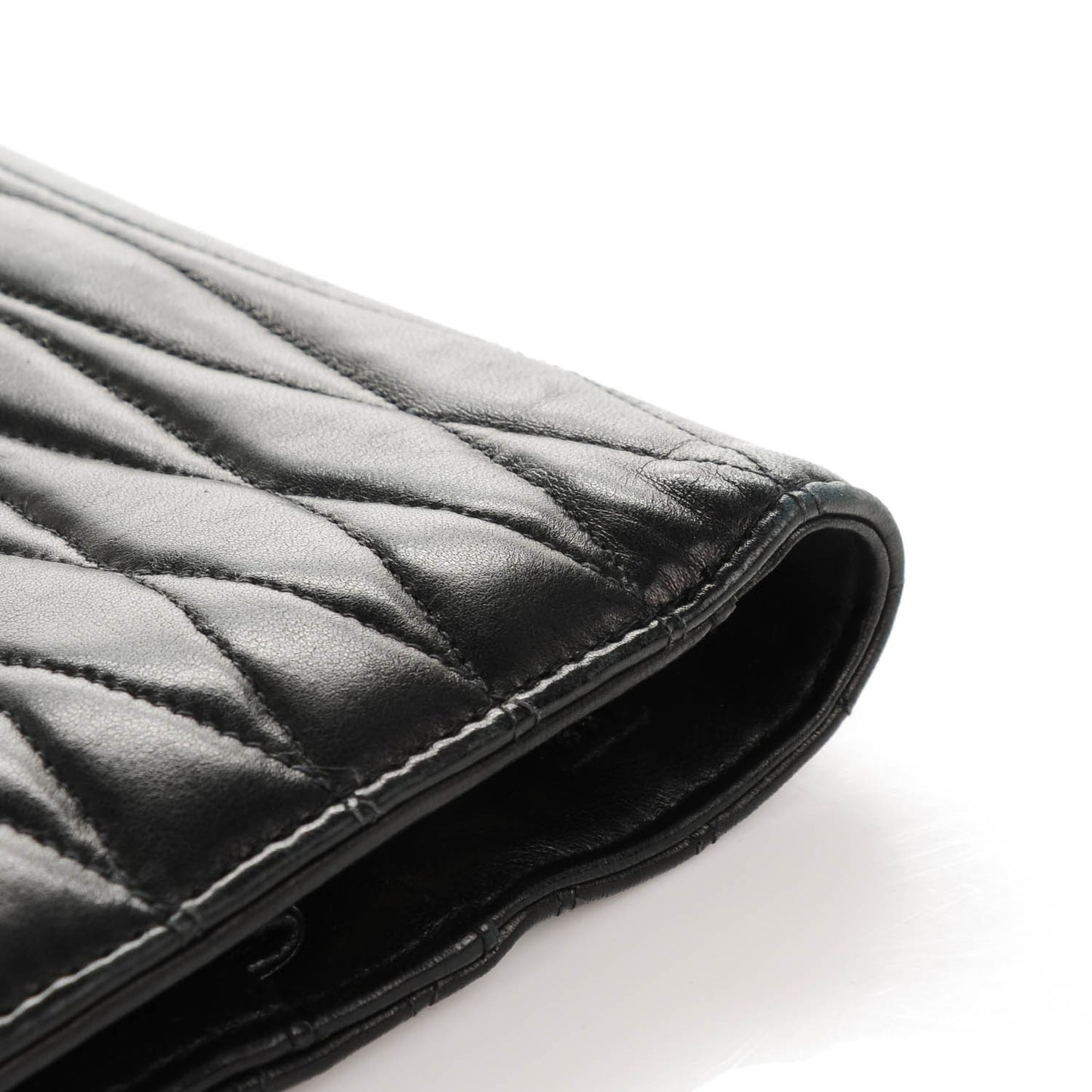 Lambskin Quilted Wallet Clutch Black