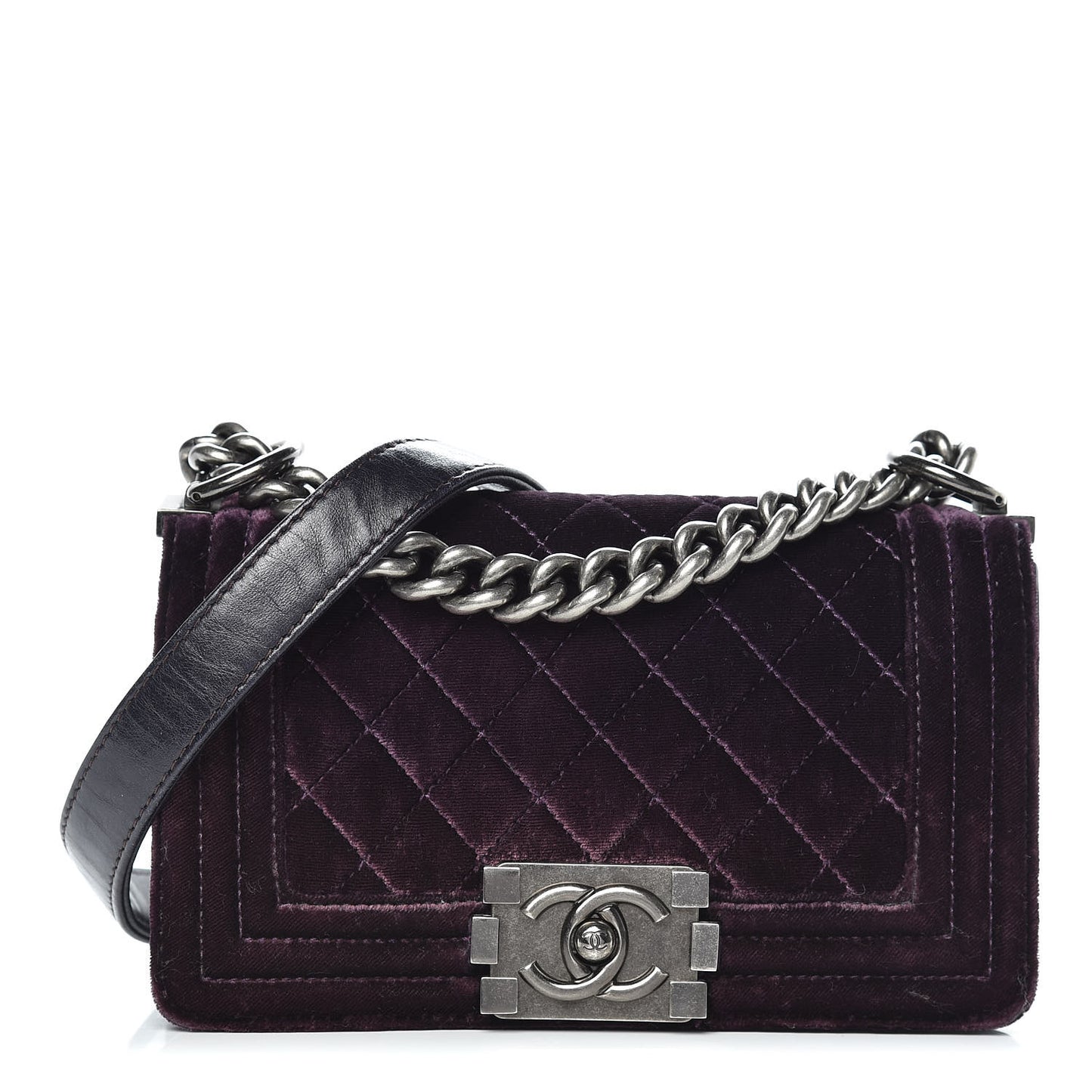Velvet Quilted Small Boy Flap Purple