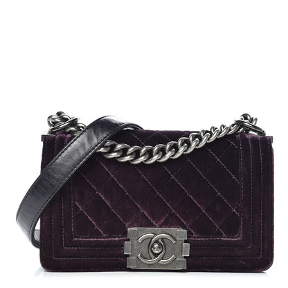 Chanel Velvet Quilted Small Boy Flap Purple 1 of 13