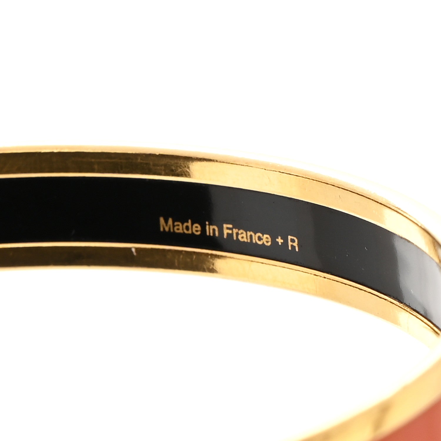 Hermes Enamel Printed Narrow Caleche Bracelet 70 Orange 5 of 6
