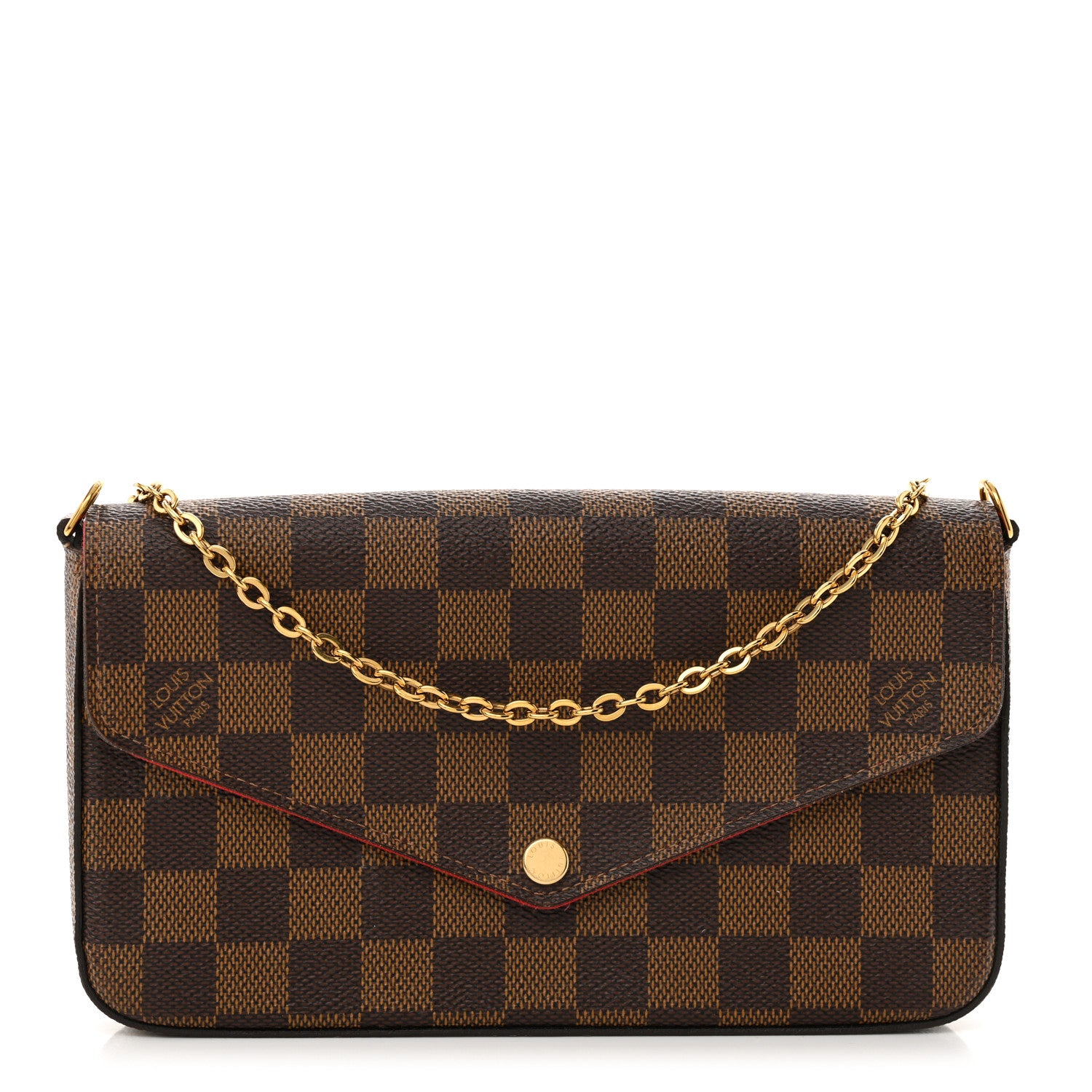 Louis Vuitton Damier Ebene Pochette Felicie Chain Wallet 1 of 13
