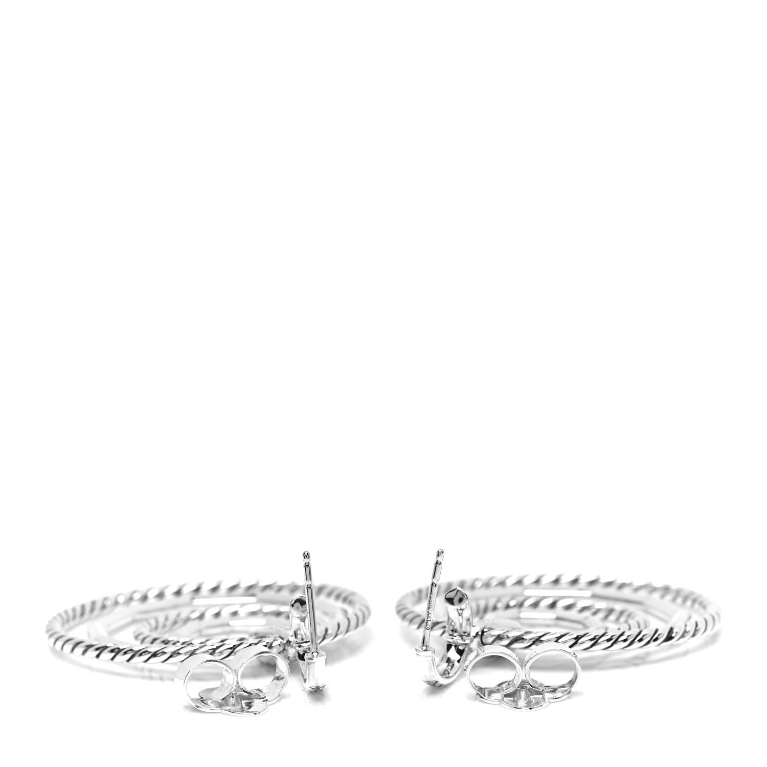 David Yurman Sterling Silver 14K Yellow Gold Diamond Large Stax Drop Earrings 5 of 5
